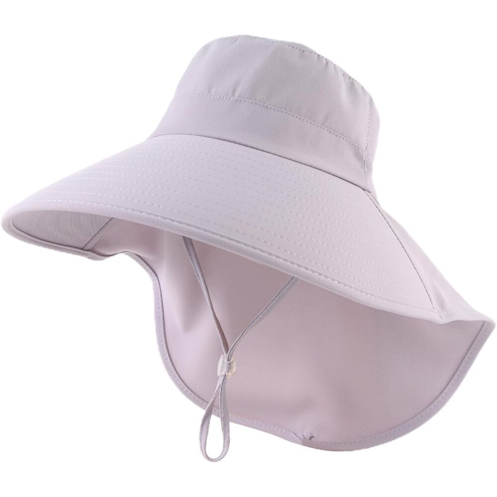 Women's Light Purple 100% Polyester Wide Brim UV Protection Chin Strip Beach Hat